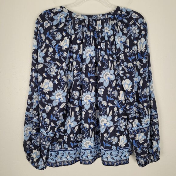 Vineyard Vines Thalia Floral Blouse Long Sleeve Relaxed Lightweight Blue Size S - Picture 3 of 9